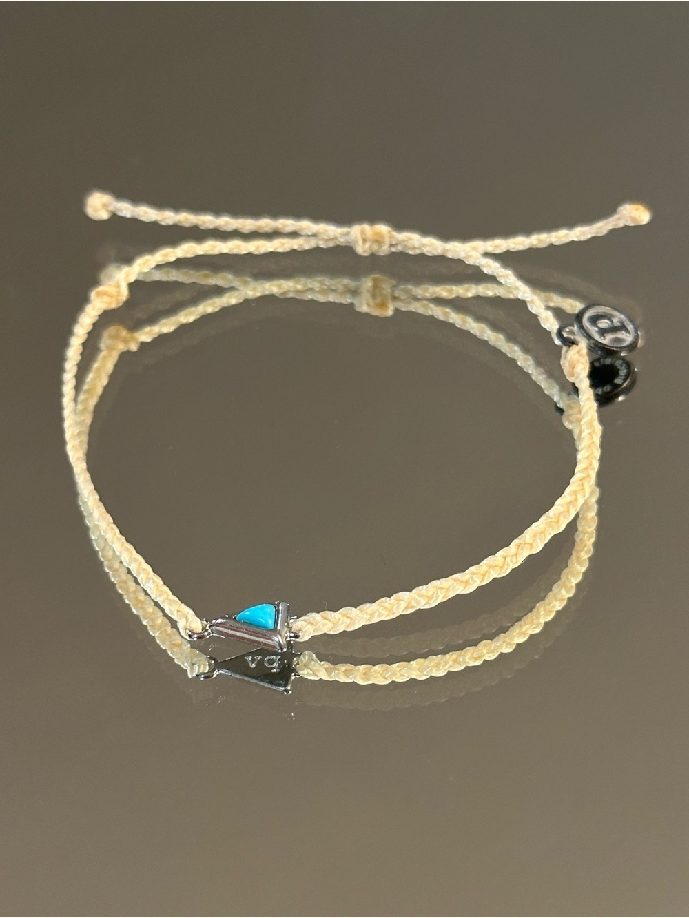 Pura Vida. Cream Braided Bracelet with Turquoise Accent